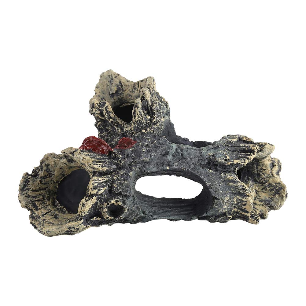 Pssopp Aquarium Driftwood Decorations - Hollow Tree Cave Ornament for Fish Tank Landscaping, Resin Underwater DIY Hide Cave Decor