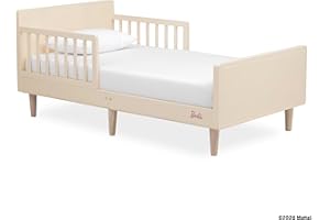 EVOLUR évolur Barbie Los Altos Wooden Toddler Bed, Vanilla Cream – Greenguard Gold & JPMA Certified – Low-to-Floor Kids Bed for Girls – Fits Standard Crib Mattress