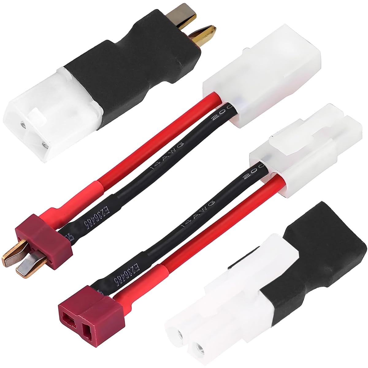 HAAMNING7 2 Pcs for Tamiya to T Plug Connector Cable Big for Tamiya Male Female to T Plug 14AWG Adapter Cable, for RC Car Lipo Battery Charging ESC Connection