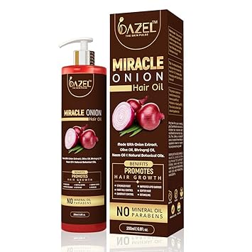 Dazel - The Skin Pulse Miracle Onion Hair Oil For Hair Growth | Hair Fall Control & Longer Hair For Men & Women (200ML)