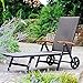 Tangkula Wicker Chaise Folding Back Adjustable Aluminum Rattan Lounger Recliner Chair W/Wheels (Brown)