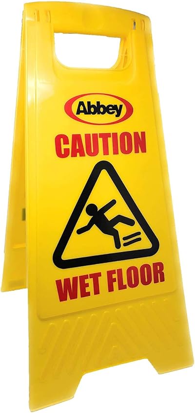 Abbey Wet Floor Sign Yellow 640mm Floor Sign Caution Cleaning in Progress