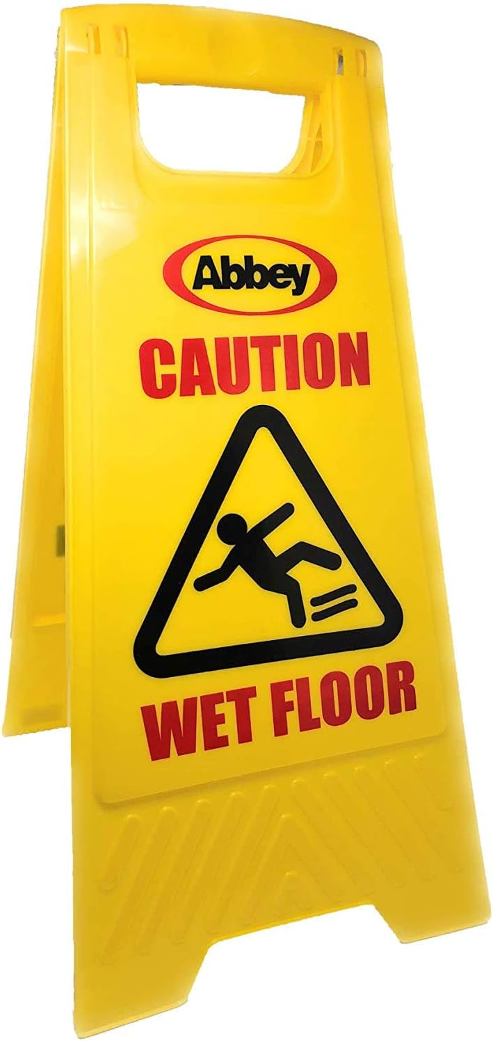 Abbey Wet Floor Sign Yellow 640mm Floor Sign Caution Cleaning in Progress