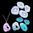 FineInno 4PCS Crystal Cluster Resin Molds,Small Quartz Silicone Molds for Resin,Gravel Epoxy Casting Molds for Jewelry Making, Craft, Pendant DIY
