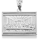 Claddagh Gold 925 Sterling Silver The Last Supper of Jesus with His Disciples Pendant (1.00" including bail by 0.95")