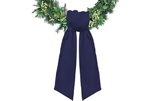 Ftuuo Navy Blue Cotton Wreath Sash for Front Door Solid Polyester Wreaths Satin Sash Burlap Garland Ribbon Accessories for Wreath Yard Doorway Indoor Outdoor Bow Bridal Shower Home Decor,5.1 x 54.3