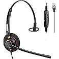 Arama Phone Headset RJ9 With Microphone Noise Cancelling, Telephone Headset Compatible With Polycom Mitel Shoretel Plantronics Fanvil Alcatel-Lucent HUWEI NEC Siemens Aastra Landline Phones