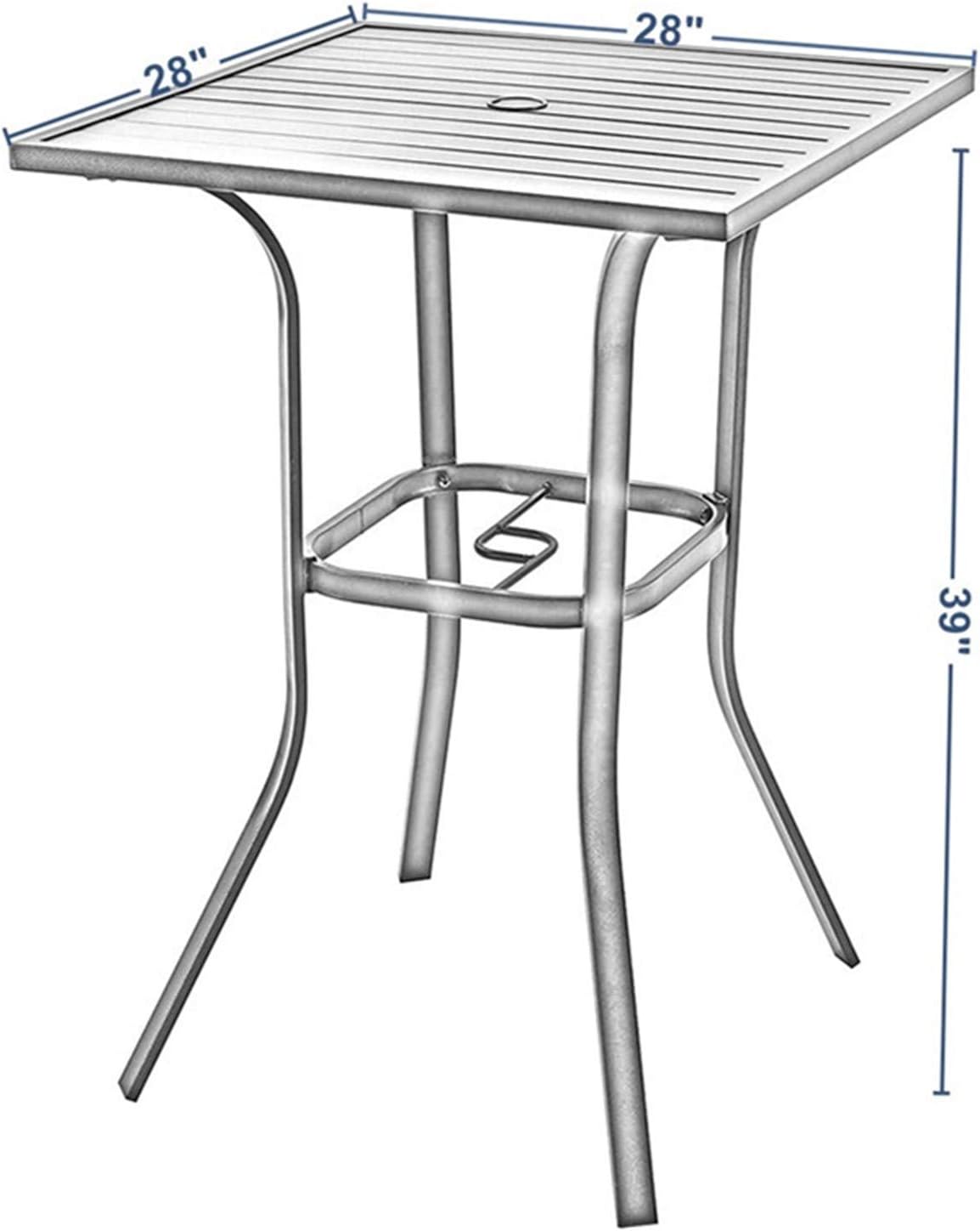 Vicllax Patio Bar Height Bistro Table Outdoor Umbrella Bar Table: Kitchen & Dining