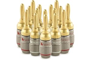 Nakamichi FanLock Excel Series 24k Gold Plated Banana Plug 10 AWG - 18 AWG Gauge Size 4mm for Speakers Amplifier Hi-Fi Stereo
