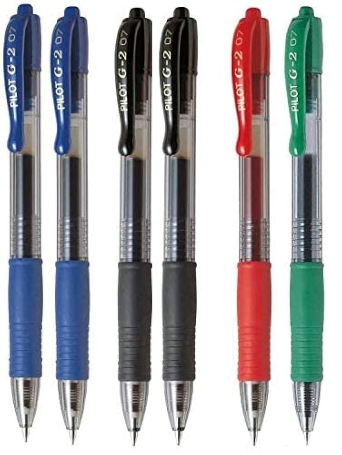 PILOT G2 PACK 6 PENS 2 BLUE 2 BLACK 1 RED 1 GREEN