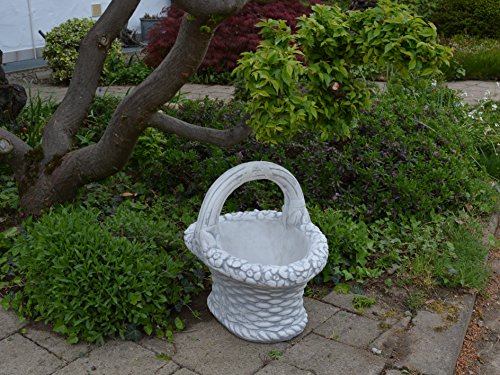 gartendekoparadies.de Hübscher Topf als Blumenkorb Pflanzgefäß aus Steinguss, H. 40 cm, 5 Liter, 15 kg, Grau, frostsicher für Außenbereich – Bild 3