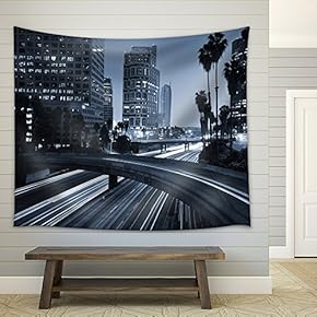 Traffic Through Downtown Los Angeles - Fabric Wall Tapestry Home Decor - 51x60 inches
