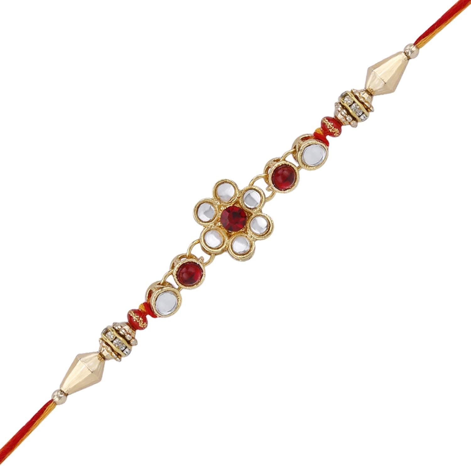 Raksha Bhandan Handmade Rakhi Bracelet with Stone Work Kundan Design