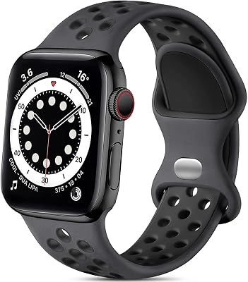 Lerobo Sport Bands Compatible with Apple Watch Band 46mm 44mm 42mm 45mm 49mm,Women Men,Soft Silicone Breathable Bands for iWatch SE Ultra 3 2 iWatch Series 11 10 9 8 7 6 5 4 3 2 1, Anthracite Black