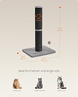 Feandrea Cat Scratching Post 85 cm Tall Sisal Post with Built-in Bell Ink Black view 6