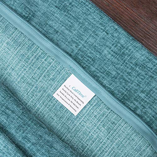 CaliTime Throw Pillow Cases Pack of 2 Cozy Solid Dyed Soft Chenille Cushion Covers with Pom Poms for Couch Sofa Home…