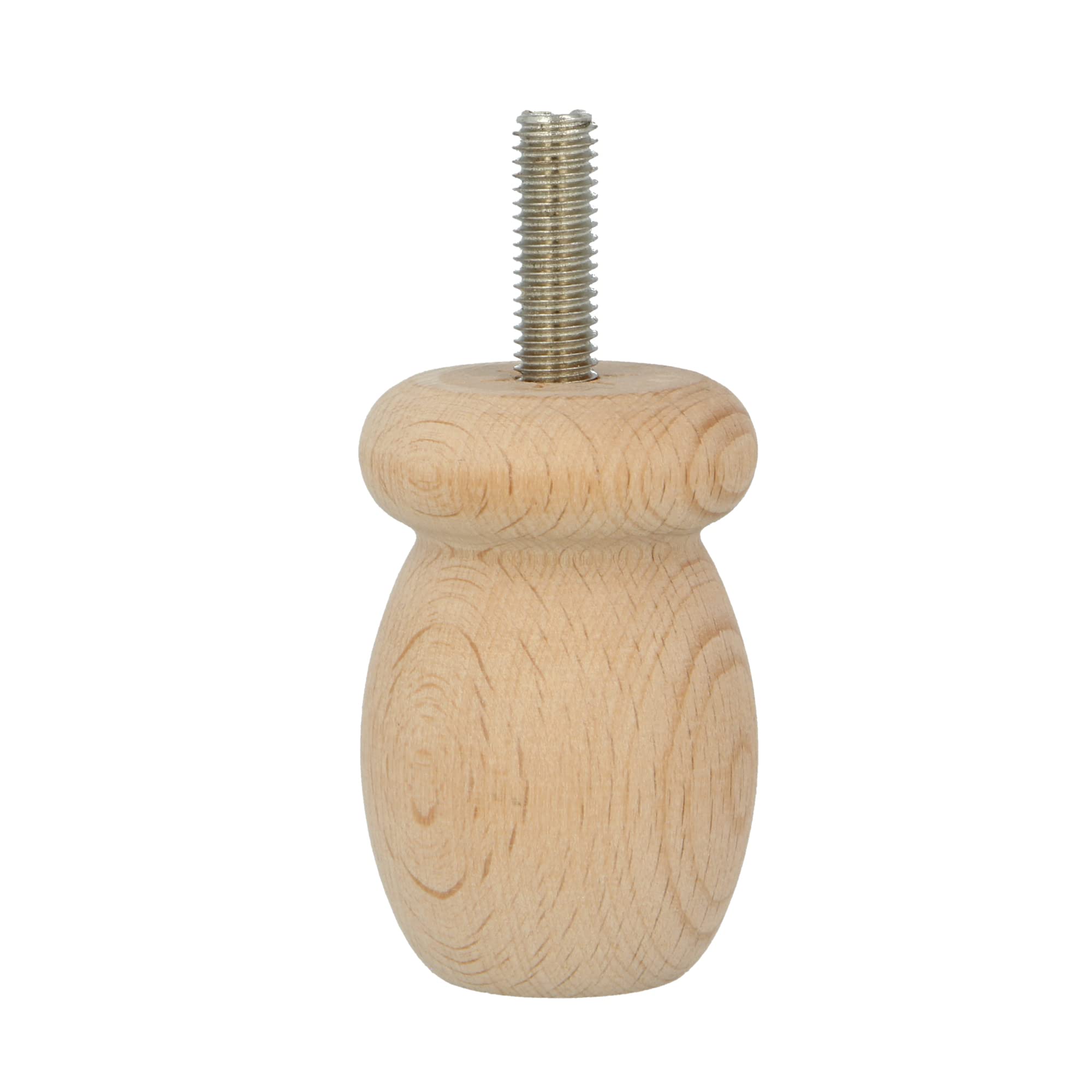 amig - Turned Furniture Leg, Beech Wood Leg with Natural Finish, Replacement Legs for Sofas, Beds, Tables, Fixing: Metal Spike of Metric 8, Measurements: 36 x 55 mm