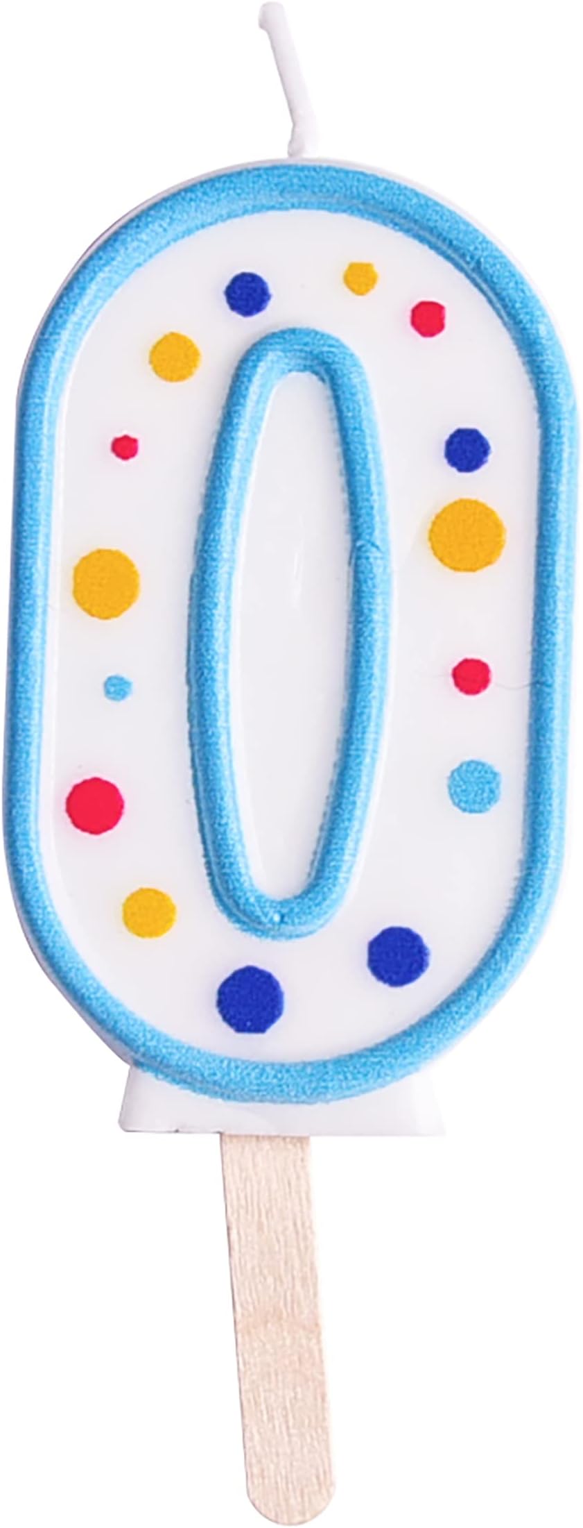 PME Blue Number 0 Candle 63 mm with Polka Pots Cake Topper
