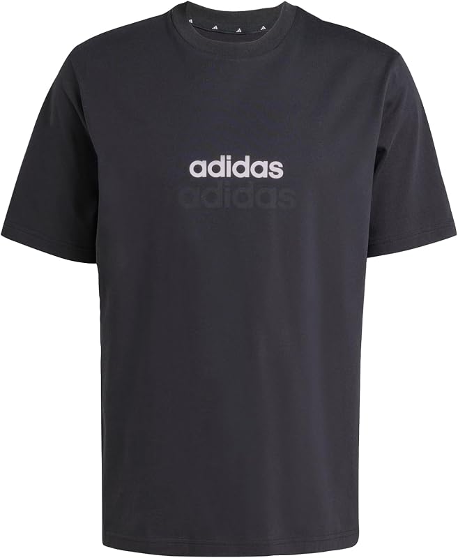 Uomo Essentials Linear Single Jersey Shirt, Black/White, S — foto 1 di 5