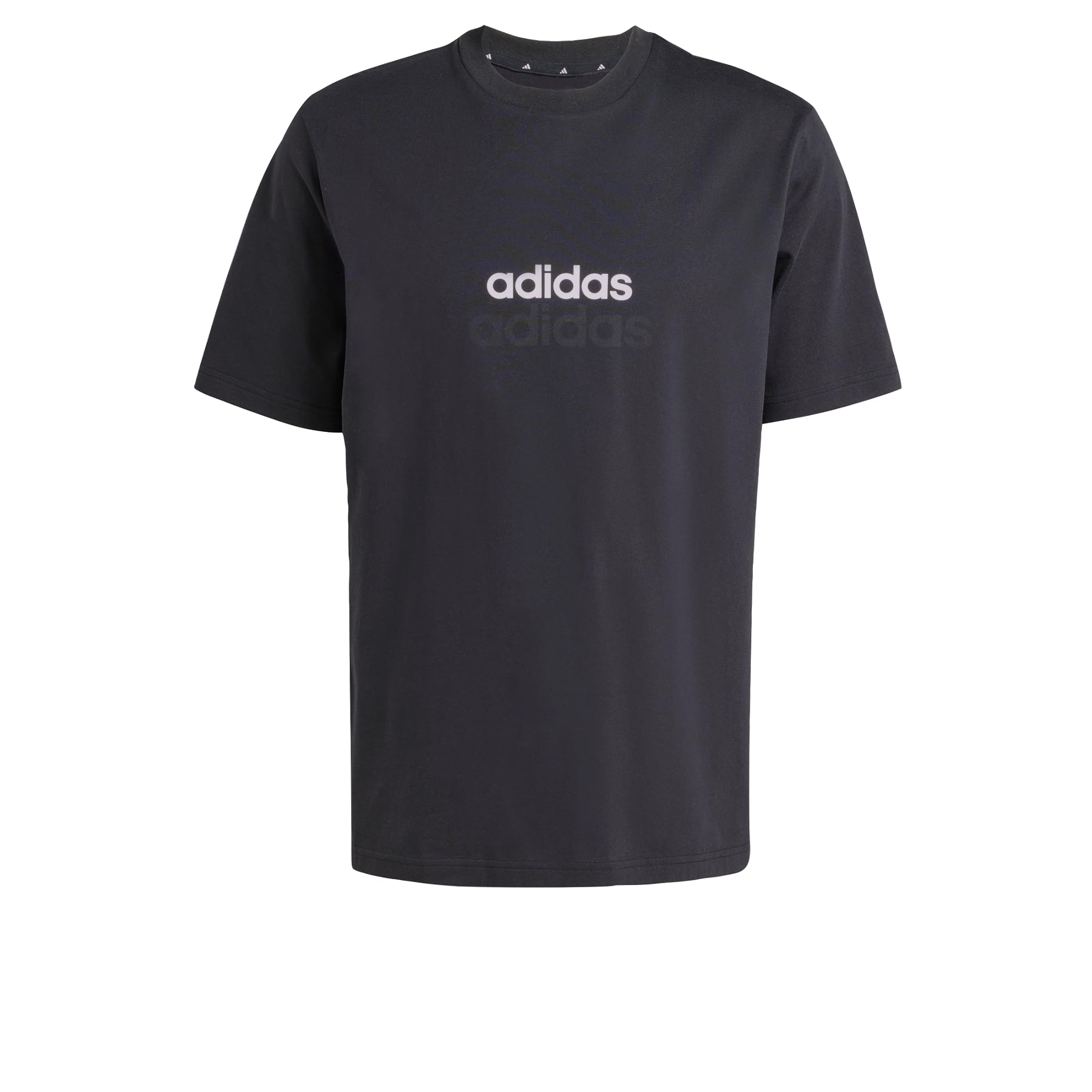 adidas Men's Essentials LINEAR Single Jersey Tee, Black/White, L