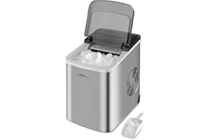 LIVINGbasics Ice Maker Countertop, 2L Water Tank, Stainless Steel Ice Making Machine, 26Lbs in 24Hrs, 9 Cubes Ready in 6-12 M