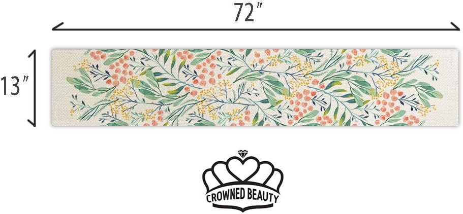 CROWNED BEAUTY Spring Summer Table Runner Floural 13 x 72 Inch Farmhouse Rustic Holiday Kitchen Dining Table Decoration for Indoor Outdoor Dinner Party CT013-72: Home & Kitchen