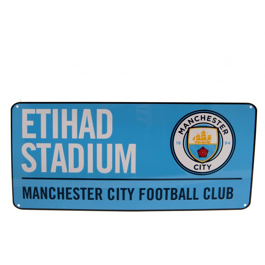 Manchester City F.C. Unisex Official Colour Street Sign, Multi-Colour, One Size UK