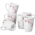 VEWEET Large Coffee Mugs Set of 6, 16 OZ Coffee Cups Set with Handle, Floral Mug Sets Ceramic Cup Set for Kitchen, Microwave& Dishwasher Safe, Series ANNIE