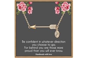 IEFLIFE Graduation Gifts for Her - 14K Gold Plated Arrow Initial Graduation Necklace Class of 2025 Graduation Gifts College Graduation Gifts for Women Best Friends Sister