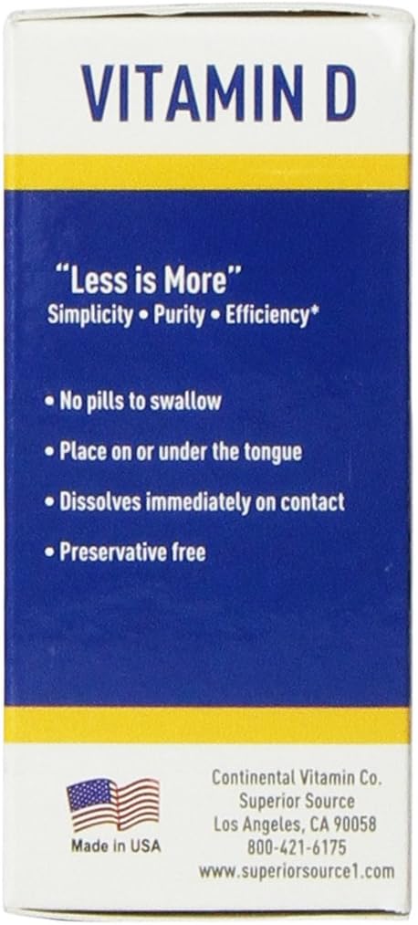 Superior Source Vitamin D3 [1000] IU Sublingual Tablets - Vitamin D Supplement Quick Dissolve Melts - 100 Count, White ('076635908509): Health & Personal Care