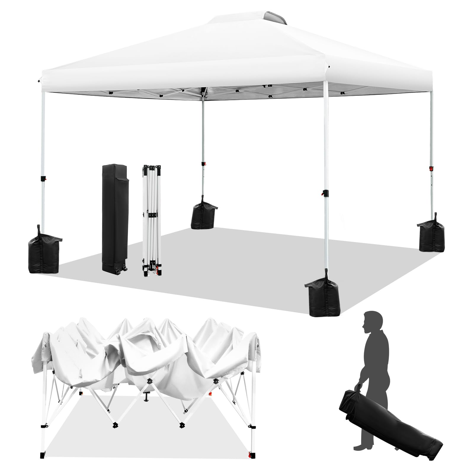 WEIZE Pop up Canopy Tent 10x10ft, 1-Button Push