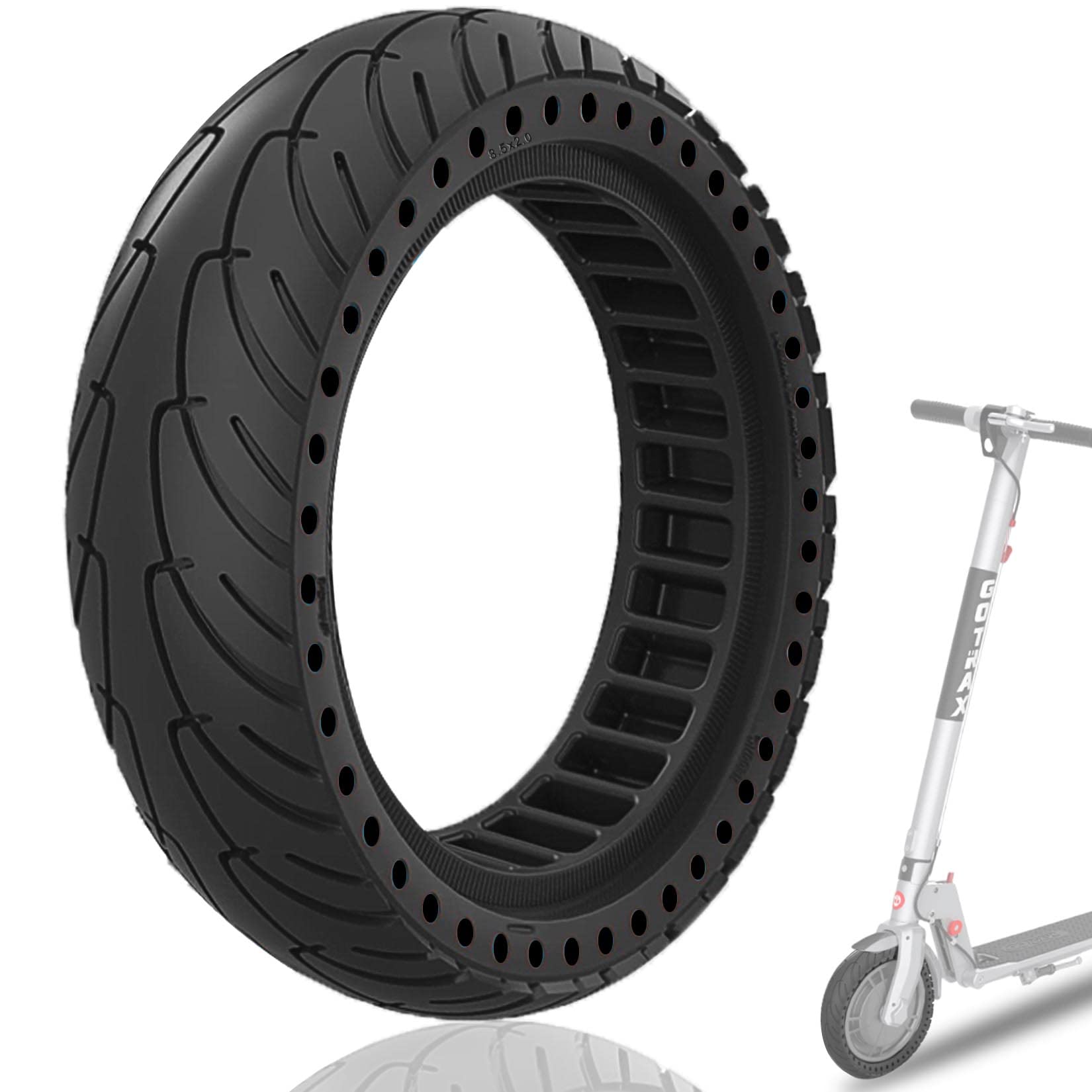 50/75-6.1 Scooter Tire Solid: 8.5 Inch Tubeless Tires for Hover 1 Pioneer Journey Jive Aovopro ES80 Hiboy S2 Gotrax GXL V2 Rival XR Apex XL Electric Scooter, 8 1/2'' Replacement Wheel Black 1 Pcs