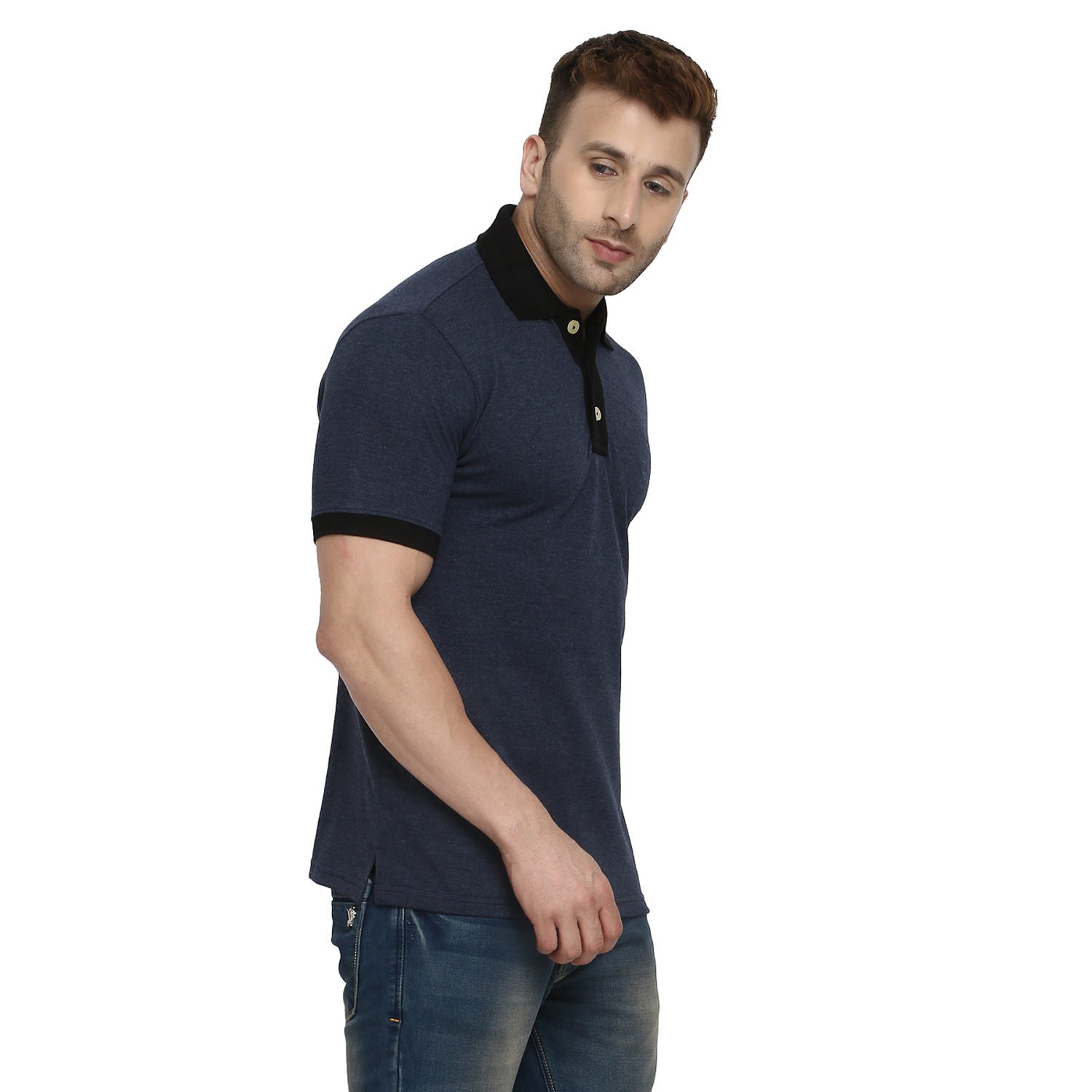 chkokko cotton contrast collar polo half sleeves t shirts for mens