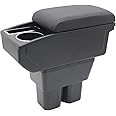 YJYWZH Car Armrest Box for Suzuki Jimny 2018-2024 Auto Accessories Center Console Leather Arm Rest Double-Layer Storage Space with Cup Holder (Black Thread)