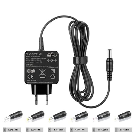 KFD Universal Netzteil 6V 2A Ladekabel Ladegerät für Omron Oberarm-Blutdruckmessgerät, Crosstrainer Ellipsentrainer, Motorola