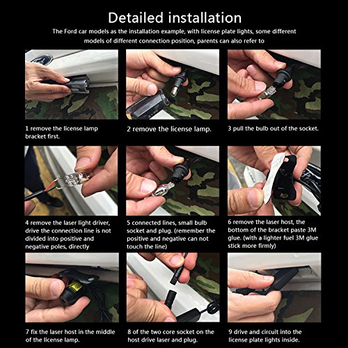 LEADTOPS Anti Collision Rear-end Car Laser Tail Fog Light Auto Brake Parking Lamp Rearing Warning Light Motorcycle Double Heads Grid and Straight Line