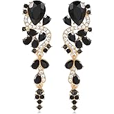 Rhinestone Statement Dangle Earrings Sparkly Crystal Bridal Wedding Earrings for Brides Bridesmaides Chandelier Teardrop Earrings for Women Prom Party