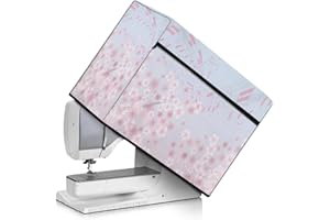 Maiyoinou Sewing Machine Dust Covers Comfortable to Touch Sewing Machine Cover with Front Pocket, Musical Notes Cherry Blossom