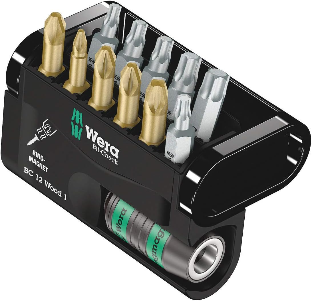 Wera 05057423001 Bit-Check 12 Wood 1 Bit Set (12-Piece), Multi-colour