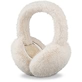 RUIKUNA Winter Ear Muffs Women Fuzzy Earmuffs Faux Fur White Ear Warmers Girls Black Warm Ear Covers Fluffy Cute Pink Large