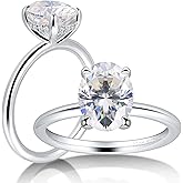 Hitlinker Moissanite Engagement Rings for Women 2ct Oval Cut Promise Wedding Rings for Her 925 Sterling Silver Solitaire Lab Created Anniversary Ring for Womens Size 4.5-11