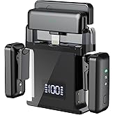 voijump Wireless Microphone for iPhone 15 16, Android, Lavalier Mini Mic for Video Recording, Vlogging, Podcast, Clip on Lapel Microphone with Noise Reduction, 20H Charging Case, 70FT Transmission