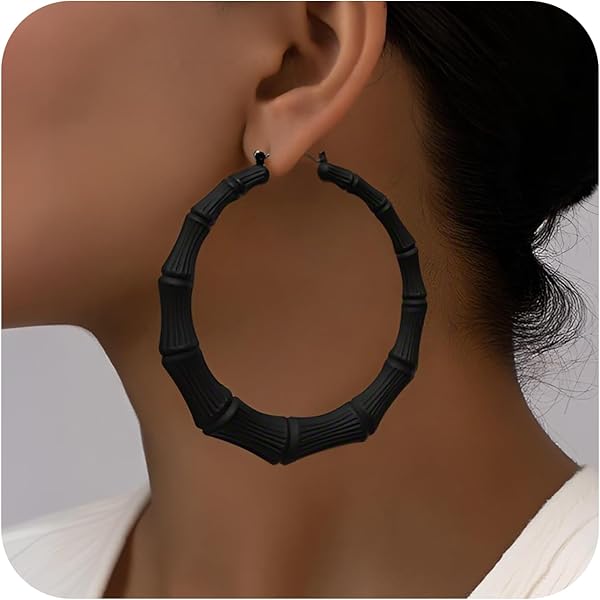 Rainbow Bamboo Hoop Earrings - Gold Large Statement Earrings For Women, Pride Jewelry