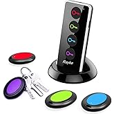 Reyke Key Finder, 80dB+ RF Item Locator Tags with 131ft. Working Range, Wireless Remote Tracker for Wallet, Phone, Glasses, Pet, 1 RF Transmitter & 4 Receivers