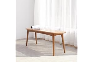 Wayshome 100% Solid Oak Dining Bench, Wood Bench for Bedroom End of Bed with Rounded Corners, Entryway Benches for Dining Room, Kitchen, Living Room (Natural Oak, 39.4")