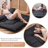 MAXYOYO Japanese Floor Futon Mattress Double Black Memory Foam Thick Tatami Pad view 3