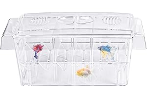 Kioiner Fish Breeding Box, 4 Rooms Suspended Breeder Box, Large Capacity HD Fish Isolation Box with 2 Suction Cups for Baby F