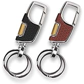 homEdge Heavy Duty Key Chain, 2 Pack Car Key Chains with 2 Metal Key Rings Carabiner Keychians-Black and Brown
