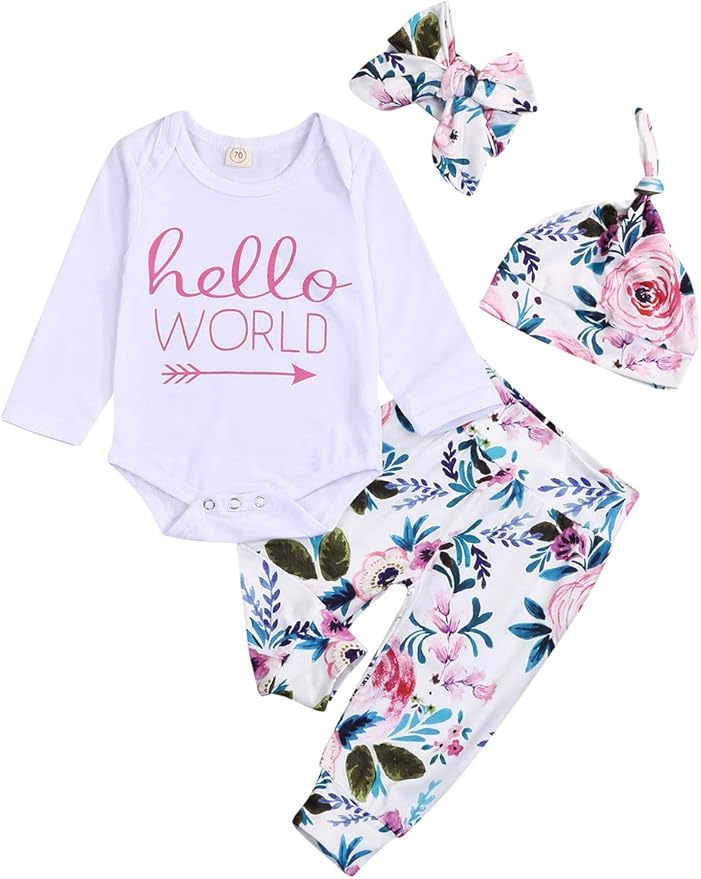 2pcs Baby Girl Clothes Fall Winter Long Sleeve Floral Print