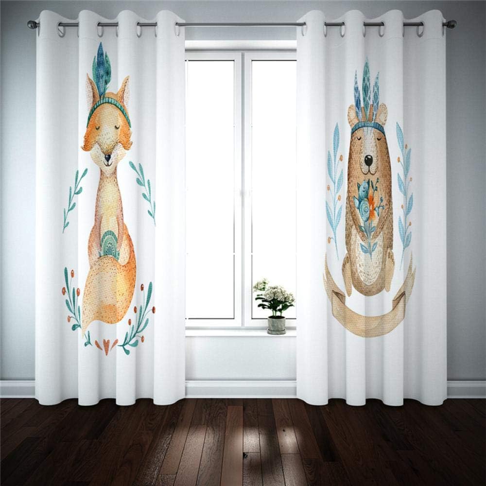 Lot De 2 Rideaux A Oeillets Enfant Renard Ours Rideau Isolant Thermique Occultant Imprime Polyester Draperies Pour Chambre Denfant Salon Chambre De Fenetre Decoration 70x160cm Rideaux Bebe Et Puericulture Bhstripes Com